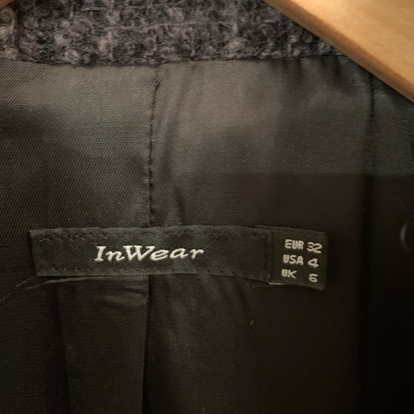 Long Charcoal Wool Tweed Coat - Picture 2 of 5